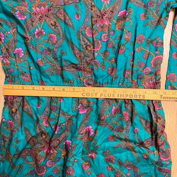 Diane Von Furstenberg Teal Paisley Floral Rayon Jumpsuit Playsuit 80s Size S - Picture 4 of 11